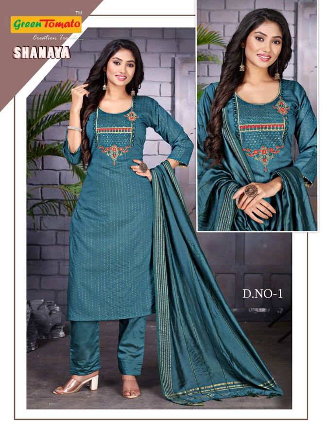 Green Tomato Shanaya New Exclusive Wear Designer Kurti Pant With Dupatta Collection